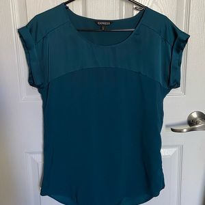 Express teal short sleeve blouse